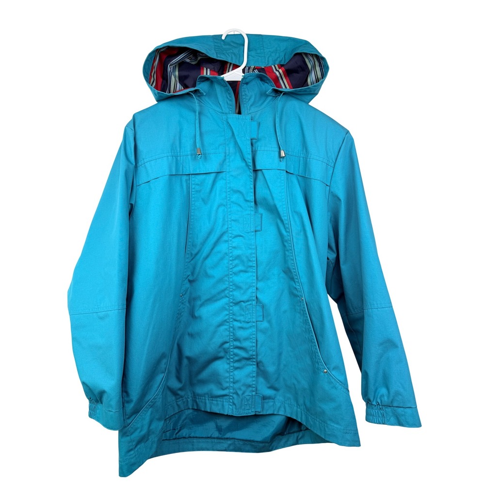Mackintosh New England Womens 1X Turquoise Blue Hooded Rain Jacket 8902BT